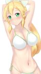 1girl alluring big_breasts bikini blonde_hair green_eyes leafa sword_art_online tochino