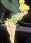 ass big_ass dat_ass disney disney_fairies female looking_at_viewer looking_back peter_pan solo tease tinker_bell y-s