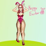 1female 1girl ass big_ass bunny_ears_gesture bunnysuit female_only glasses green_eyes hands_up happy_easter instagram pureruby87 rabbit rabbit_costume rabbit_ears rabbit_girl red_hair streamer twitch.tv twitter youtuber