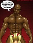  blonde_hair cheerleader comic dark-skinned_male dark_skin fellatio female hair interracial john_persons kitty_summers nipples oral samson_west the_pit 