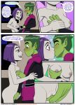 alien alien_girl beast_boy comic dc_comics emotion_sickness_(teen_titans) garfield_logan green_skin grey_skin incognitymous_(artist) purple_hair rachel_roth raven_(dc) tagme teen_titans