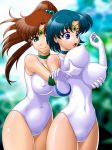 ami_mizuno blue_eyes female groping onoe sailor_jupiter sailor_mercury sailor_moon short_hair