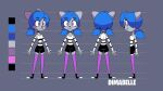  1girl anthro anthro_only blue_hair dimabelle female_only full_body furry furry_female grey_fur reference_sheet 