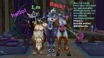  brown_hair draenei female_only glowing high_heels nightborne painted_nails pandaren sfm stockings text white_hair world_of_warcraft 