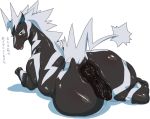 anatomically_correct anus ass big_anus blush equine equine_pussy female feral furry hips huge_ass kemono mare_(horse) nezumi nezunezu no_humans overweight pokemon puffy_anus pussy solo text translation_request wide_hips zebra zebstrika