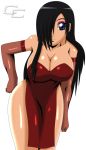  big_breasts black_hair blue_eyes breasts cleavage crosscutter hair_over_eye hair_over_one_eye original original_character 