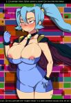 big_breasts blue_hair blush breasts clair earrings gym_leader ibuki_(pokemon) jewelry kacashi321 kacashi321_(artist) long_hair nipples pharos.e pokemon pokemon_(game) pokemon_gsc ponytail solo