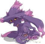 after_sex blush cum cum_in_pussy cum_inside female gaping gaping_pussy mismagius nezumi nezunezu nintendo nude open_mouth plain_background plump_labia pokemon presenting pussy solo spread_legs spreading sweat white_background