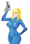  bodysuit camaleon camaleon_(artist) gun metroid samus_aran weapon zero_suit 