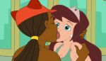 bikini dark-skinned_female dark_skin drawn_together foxxy_love gif kissing princess_clara swimsuit yuri