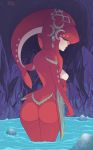 anus ass breath_of_the_wild cave completely_nude mipha nintendo nipples nude the_legend_of_zelda water waterfall wet wet_body zora