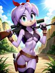 1girl ai ai_generated blue_eyes boomerang_(tv_network) bottomless cartoon_network female female_solo foxknightyouko gun mobian nude perci_the_bandicoot pussy solo sonic sonic_(series) sonic_boom sonic_the_hedgehog_(series) weapon