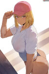 1girl big_breasts blonde_hair brown_eyes bubble_butt cha_hae-in cha_hae_in cleavage horny inviting_to_sex looking_at_viewer pose shexyo solo_leveling standing teasing thick_thighs