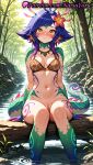 1girl 1girl 1girls 2025 ai ai_assisted ai_generated anime anime_style bangs bare_shoulders big_breasts bikini bikini_top bikini_top_only blue_hair blush body_paint bottomless breasts brown_bikini bust cleavage cleft_of_venus closed_mouth collarbone colored_skin day facepaint feet_out_of_frame female_focus female_only flipped_hair flower forest green_skin hair_flower hair_ornament hentai high_quality high_res high_res high_resolution jewelry league_of_legends league_of_legends:_wild_rift lizard_tail log looking_at_viewer medium_breasts medium_hair monster_girl multicolored_hair multicolored_skin natsuyoru nature navel necklace neeko non-asian outside paipan patreon pink_flower purple_hair pussy pussy reptile_girl riot_games river sitting slit_pupils smile soaking_feet solo_female stable_diffusion stomach swimsuit tail tree uncensored voluptuous voluptuous_female water yellow_eyes