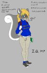  1_female 1girl 2016 anthro backpack blonde_hair book braces cameltoe clothed clothing english_text eyewear female female_only footwear furry glasses grey_background hair long_hair mammal poprocks rodent shoes slashysmiley solo squirrel standing text 