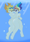 2girls big_breasts breast_grab breasts female flowing_hair friendship_is_magic goggles grope hand_on_hip hasbro human humanized looking_at_each_other my_little_pony nipples nudity rainbow_dash rainbow_dash_(mlp) spitfire spitfire_(mlp) the1stmoyatia underwater vulva yuri