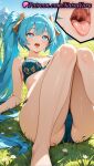 1girl 1girl 1girls 2025 ai ai_assisted ai_generated anime anime_style aqua_hair asian bangs bare_legs bare_shoulders barefoot big_breasts bikini blue_bra blue_eyes blue_hair blue_panties blush bra breasts bust cameltoe cleavage clothing collarbone day female_focus female_only floral_print flower giant giantess grass hair_ornament heart heart-shaped_pupils hentai high_quality high_res high_res high_resolution inset juicy_butt knees_together_feet_apart knees_up league_of_legends league_of_legends:_wild_rift legs long_hair looking_at_viewer medium_breasts mountain natsuyoru on_grass open_mouth outside panties panties patreon plant riot_games saliva sitting sky solo_female sona_buvelle stable_diffusion sweat swimsuit symbol-shaped_pupils teeth thighs tongue tongue_out twin_tails underwear underwear_only upper_teeth_only uvula very_long_hair voluptuous voluptuous_female white_flower