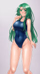 1girl 1girl 1girl alternate_costume ass_visible_through_thighs bare_shoulders big_breasts bikini blue_bikini blue_one-piece_bikini cecilia_(fire_emblem) cleavage collarbone covered_navel cowboy_shot female_only fire_emblem fire_emblem:_the_binding_blade fire_emblem_heroes fully_clothed green_eyes green_hair grey_background groin hazuki_(nyorosuke) high_res intelligent_systems legs light_smile long_hair looking_at_viewer nintendo one-piece_bikini simple_background smile swimsuit thighs tight_clothing