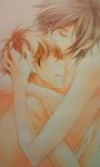 2boys black_hair brown_hair closed_eyes code_geass couple duo hugging kururugi_suzaku lelouch_lamperouge love male/male male_only multiple_boys neck nude nude_male sasachi_(rsk) short_hair suzaku_kururugi yaoi