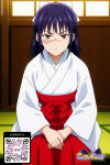 1girl 1girl 1girl ai_generated bangs black_hair bleach blue_hair blush bow brown_eyes clothing copyright_name hair_bow hair_ornament hair_ribbon hakama hakama_skirt kimono littlehentai long_hair looking_at_viewer miko ponytail purple_hair red_hakama ribbon robe savitar savitar_(artist) scar scar_on_face skirt tied_hair traditional_clothes wafuku white_kimono