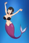 1girl 1girl 1girl barleyshake big_breasts black_hair bra breasts cleavage commission fangs female_only goth hair hotel_transylvania jpeg looking_at_viewer mavis_dracula mermaid milf purple_tail seashell_bra solo_female tagme vampire