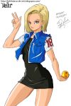 android_18 anime_milf blonde_hair blue_eyes dragon_ball dragon_ball_z lazuli_(dragon_ball_z) razuri_(dragon_ball_z) reit short_hair solo