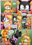 1boy 2girls anthro antoine_d'coolette anus ass balls bbmbbf blush bunnie_rabbot comic ebony_the_cat erection how_many_times_per_day_(comic) male male/female mobius_unleashed palcomix penis sega sonic_the_hedgehog_(series)