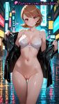 1girl 1girl 1girls 2025 ai ai_assisted ai_generated anime anime_style asian ass_visible_through_thighs atlus bangs bare_shoulders big_breasts big_breasts black_jacket blush bottomless bow_bra bra breasts brown_eyes brown_hair building bust city cleavage cleft_of_venus closed_mouth collarbone cowboy_shot crosswalk earrings east_asian exhibitionism female_focus female_only female_solo hentai high_quality high_res high_res high_resolution jacket leather_jacket long_sleeves looking_at_viewer makeup medium_breasts medium_hair naked_jacket natsuyoru navel night off_shoulder open_clothes open_jacket opened_by_self outside paipan patreon persona persona_3 persona_3_reload public_indecency pussy pussy rain road shaved_vagina shiny shiny_skin short_hair smile solo_female stable_diffusion standing stomach stud_earrings sweat swept_bangs takeba_yukari thigh_gap thighs uncensored underwear undressing voluptuous voluptuous_female water wet white_bra