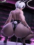 1girl big_breasts blindfold bubble_butt cleavage fishnet fishnets horny inviting_to_sex nier nier:_automata nier_(series) nixmare nixmare_(artist) pole pole_dance pole_dancer pole_dancing pose stockings stripper stripper_pole teasing thick_thighs white_hair yorha_no._2_type_b