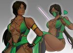 1girl alluring assassin athletic_female big_breasts dark-skinned_female dark_skin edenian female_abs female_focus female_only fit_female fully_clothed green_clothing humanoid jade_(mortal_kombat) midway_games mortal_kombat mortal_kombat_1_(2023) mortal_kombat_armageddon skimpy_clothes solo_female sweepsweep1013