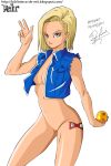 android_18 anime_milf blonde_hair blue_eyes dragon_ball dragon_ball_z lazuli_(dragon_ball_z) milf nude pussy razuri_(dragon_ball_z) reit short_hair solo