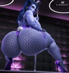 1girl amelie_lacroix big_breasts blue_hair brown_eyes bubble_butt cleavage fishnet fishnets horny inviting_to_sex looking_at_viewer nixmare nixmare_(artist) overwatch pole pole_dance pole_dancer pole_dancing pose spread_legs stockings stripper stripper_pole teasing thick_thighs widowmaker widowmaker_(overwatch)