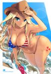 1girl american_flag_bikini american_flag_print applejack_(eg) applejack_(mlp) beach big_breasts bikini blonde_hair braided_hair cigusa cleavage cowboy_hat curvaceous curvy_female equestria_girls female_only flag_print friendship_is_magic green_eyes grin hasbro high_res light-skinned_female light_skin long_hair midriff my_little_pony my_little_pony_friendship_is_magic navel older older_female outside swimsuit thick thick_thighs voluptuous voluptuous_female wide_hips young_adult young_adult_female young_adult_woman