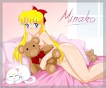 1girl artemis_(sailor_moon) bishoujo_senshi_sailor_moon blonde_hair blue_eyes bow cat feline feral fur human male minako_aino s2x small_breasts