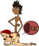 1boy 1girl accurate_art_style all_fours ass ass_grab breasts codl doggy_position mike_(tdi) red_hair sex spanking straight total_drama:_revenge_of_the_island total_drama_island white_background x-ray zoey_(tdi)