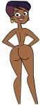 1girl 1girl accurate_art_style african_female ass black_eyes codl dark-skinned_female dark_skin female_only human lips looking_at_viewer smile stephanie_(tdi) the_ridonculous_race total_drama_island white_background