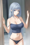 1girl 1girl alluring big_breasts blue_eyes breast_tattoo cameltoe camisole covered_erect_nipples ethel_(xenoblade) grey_hair high_res long_hair looking_at_viewer miura-n315 no_bra panties strap_slip tattoo underwear very_long_hair xenoblade_(series) xenoblade_chronicles_3