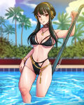 1girl 1girl 1girl alluring assassin big_breasts bikini female_human female_only fit_female gold_hairband graverobert hairband human light-skinned_female mature_female medium_breasts milf pool slim_waist spy_x_family swimming_pool swimsuit tagme wide_hips yor_briar yor_forger