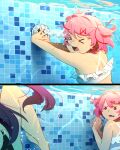 2025 2_panel_comic 2girls comedic comedy comic confused confused_look confusion doki_doki_literature_club female funny imminent_oral imminent_sex khyleri long_hair meme natsuki_(doki_doki_literature_club) pink_hair pool purple_hair short_hair smaller_female smile spread_legs swimsuit swimwear taller_girl thighs twitter_link underwater yuri_(doki_doki_literature_club)