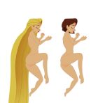 1girl 2_girls blonde_hair brown_hair closed_eyes disney disney_channel disney_princess mehefin013 nude nude rapunzel rapunzel_(tangled) sleeping tangled tangled:_the_series