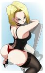 1boy 1girl 1girl android android_18 ass big_ass big_ass blonde_hair bob_cut breasts clothed_female dragon_ball dragon_ball_z earrings eye_contact female_focus female_only high_heels high_res huge_ass huge_breasts large_ass looking_at_viewer mature mature_female platform_heels short_hair shounen_jump sitting sitting_on_chair solo_female solo_focus sonson-sensei stockings thick_ass thick_thighs thighs thong