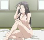 breasts high_res kazehana long_hair nude panties purple_hair sekirei sitting solo underwear