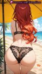 1girl 1girl 1girls 2025 ai ai_assisted ai_generated anime anime_style ass ass ass_focus back bare_shoulders beach beach_umbrella bent_over big_ass big_breasts bikini black_bra black_panties blue_sky bra bust butt_crack cloud day dimples_of_venus facing_away female_focus female_only from_behind hentai high_quality high_res high_res high_resolution juicy_butt kneepits lace lace-trimmed_bra lace-trimmed_panties lace_bra lace_panties lace_trim league_of_legends league_of_legends:_wild_rift leaning_forward lingerie long_hair miss_fortune natsuyoru ocean outside palm_tree panties panties patreon red_hair riot_games sand sky solo_female stable_diffusion starfish sweat swimsuit thighs tree umbrella underwear underwear_only voluptuous voluptuous_female water wet