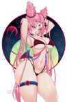 1girl 1girl 1girl alluring amandadarko ass big_ass big_breasts bishoujo_senshi_sailor_moon black_lady black_moon bra breasts chibi_usa choker dark_persona demon_wings female_only heroine long_hair looking_at_viewer looking_pleasured low-angle_view makeup nipples oni oni_horns pale-skinned_female pale_skin panties partially_clothed pink_hair pose posing rear_view sailor_chibi_moon shaved_pussy showing_off simple_background thick thick_thighs villainess wide_hips