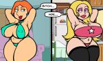 20th_century_studios 2girls american_dad armpits arms_up barely_clothed bedroom_eyes big_breasts blonde_female blonde_hair crossover detailed_background disney english_text family_guy female francine_smith hoop_earrings lipstick lois_griffin mature mature_body mature_female mature_figure mature_woman micro_bikini milf orange_hair purple_eyeshadow redhead redhead_female rock_and_roll_sherpa_(francine_smith) speech_bubble stockings tagme text text_bubble thick_thighs tube_top tubetop twitter_link yungcreateart