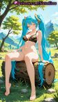 1girl 1girl 1girls 2025 ai ai_assisted ai_generated anime anime_style aqua_hair arm_support bangs bare_arms bare_legs bare_shoulders barefoot big_breasts big_breasts bikini black_bra blue_hair blue_sky blush bottomless bra breasts bust caucasian cleavage cleft_of_venus closed_eyes closed_eyes closed_mouth cloud collarbone day feet female_focus female_only foot_fetish full_body grass hair_between_eyes hair_ornament hand_on_own_thigh hentai high_quality high_res high_res high_resolution league_of_legends league_of_legends:_wild_rift legs log long_hair medium_breasts mountain mountainous_horizon nail_polish natsuyoru nature navel non-asian outside paipan patreon plant print_bra pussy pussy riot_games rock sitting sky smile solo_female sona_buvelle stable_diffusion stomach thighs toenail_polish toenails toes tree tree_stump twin_tails underwear underwear_only very_long_hair voluptuous voluptuous_female