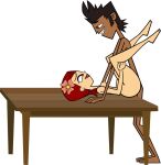 1boy 1girl 1girl accurate_art_style canon_couple codl love mike_(tdi) missionary sex table total_drama:_revenge_of_the_island total_drama_island white_background zoey_(tdi)