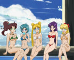 5girls alluring ami_mizuno bikini bishoujo_senshi_sailor_moon bow cleavage makoto_kino minako_aino multiple_girls rei_hino small_breasts swimsuit tagme usagi_tsukino zelgi