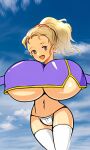 big_breasts big_breasts bimbo bitch blonde_hair breasts enormous_breasts final_fantasy final_fantasy_v gigantic_breasts hips horny huge_breasts huge_hips hyper_breasts krile_mayer_baldesion looking_at_viewer massive_breasts outside outside panties ponytail princess revealing_clothes revealing_clothing round_breasts royal_slut royalty sexy short_stack shortstack sky sky_background slut stockings thong under_boob white_panties white_thighhighs white_thong whore wide_hips