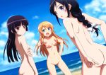 3_girls aragaki_ayase ass beach blush breasts exhibitionism gokou_ruri green_eyes hair horiguchi_hiroshi kousaka_kirino long_hair multiple_girls nipples nude nude_filter nudist oppai orange_hair ore_no_imouto_ga_konna_ni_kawaii_wake_ga_nai photoshop public_nudity pussy slut sluts teen teenage_girl uncensored whore whores zenra